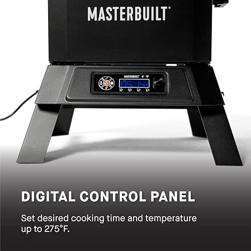 Masterbuilt® 30-inch Digital Electric Vertical BBQ Smoker with Leg Kit, Side Wood Chip Loader and 710 Cooking Square Inches in Black, Model MB20070421