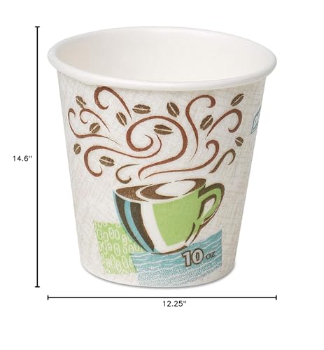Dixie PerfecTouch 12 oz Paper Coffee Cups By GP PRO, Coffee Haze Design, 500 Count (25 Disposable Cups Per Sleeve, 20 Sleeves Per Case), 5342DX