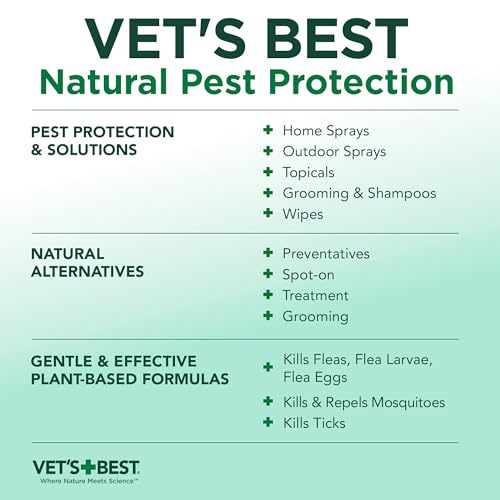 Vet's Best Flea and Tick Home Spray - Dog Flea and Tick Treatment for Home - Plant-Based Formula - Certified Natural Oils,Green - 32 oz