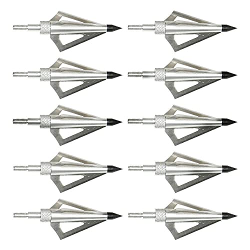 12pcs Archery Broadheads 3 Fixed Steel Blade 125 Grain Hunting Arrowheads Fit for Compound Bow and Crossbow with One Black Plastic Portable Broadheads Case