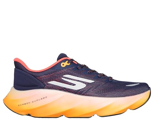 Skechers Men's Aero Burst Sneaker, Navy/Orange, 12