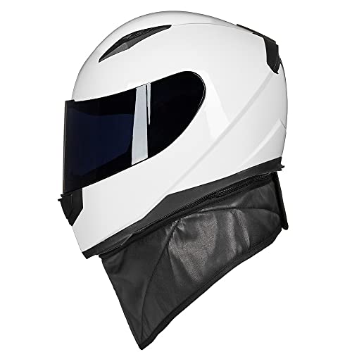 ILM Full Face Motorcycle Street Bike Helmet with Removable Winter Neck Scarf + 2 Visors DOT Model-JK313