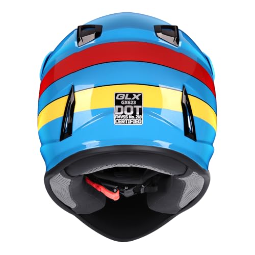 GLX GX623 Youth ATV/Dirt Bike Helmet Combo - Retro Green, Large - DOT