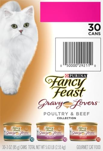 Purina Fancy Feast Gravy Lovers Poultry and Beef Grilled Gourmet Wet Cat Food Variety Pack - (Pack of 24) 3 oz. Cans