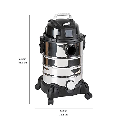 Amazon Basics Wet Dry Vacuum Cleaner, 4 gallon Shop, 3 HP Stainless Steel, Grey/Black