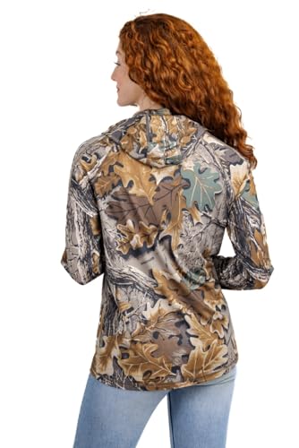 Realtree Women's Camo UV Protection Shirts and Hoodies Long Sleeve for Hunting, Fishing, Running and Hiking