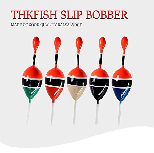 THKFISH Fishing Floats Bobbers Slide Floats Balsa Fishing Bobber Slip Bobbers for Crappie Panfish Trout Bass (1/2oz 2"x5.28") (1/6 1.6"x4.8") 5Pcs