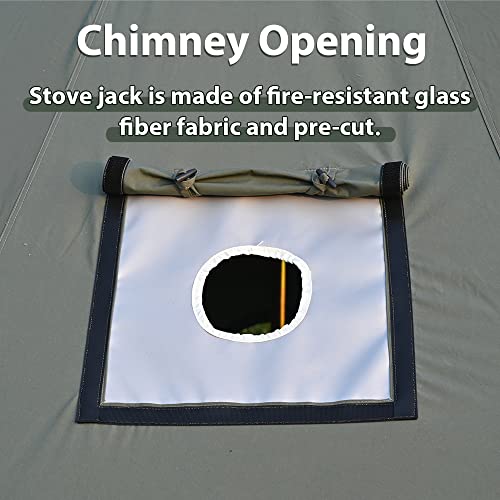 Cotton Canvas Bell Tent with Stove Jack, Roomy Yurt for Family Glamping Camping, 4 Season Tent with Zipped Removable Floor