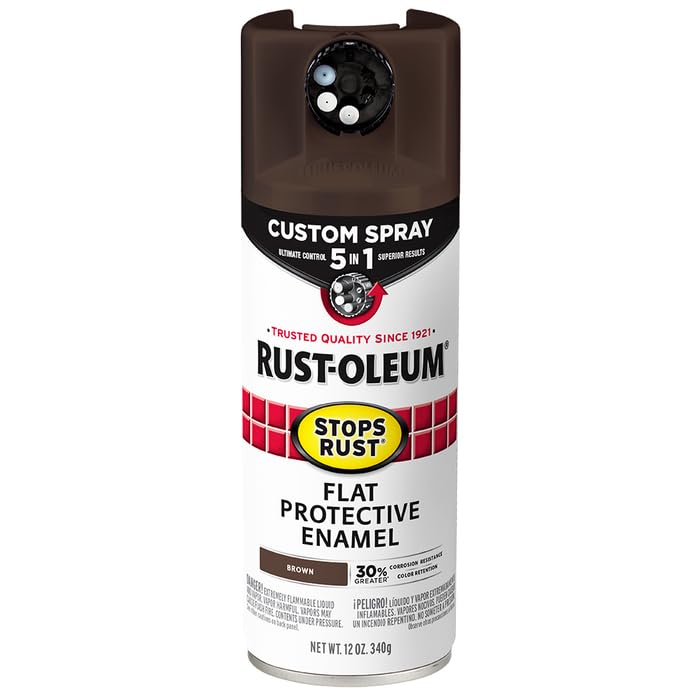 Rust-Oleum 376892 Stops Rust Custom Spray 5-in-1 Spray Paint, 12 oz, Gloss Leather Brown