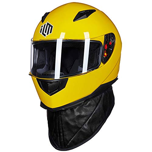 ILM Full Face Motorcycle Street Bike Helmet with Removable Winter Neck Scarf + 2 Visors DOT Model-JK313