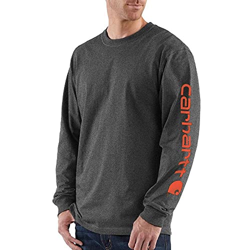 Carhartt Men's Loose Fit Heavyweight Long-Sleeve Logo Sleeve Graphic T-Shirt