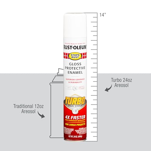 Rust-Oleum 376298 Stops Rust Turbo Spray System Spray Paint, 24 oz, Flat Black