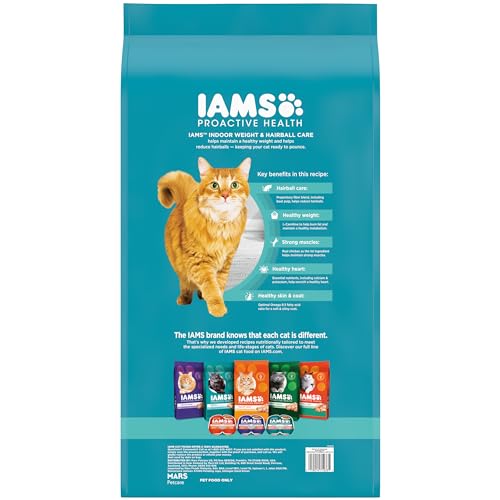 IAMS Proactive Health Indoor Weight Control & Hairball Care Adult Dry Cat Food, Chicken & Turkey Recipe, 22 lb. Bag