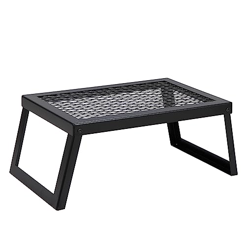 VEVOR Folding Campfire Grill, Heavy Duty Steel Mesh Grate, 22.4" Portable Camping Grates Over Fire Pit, Camp Fire Cooking Equipment with Legs Carrying Bag, Grilling Rack for Outdoor Open Flame Cooking
