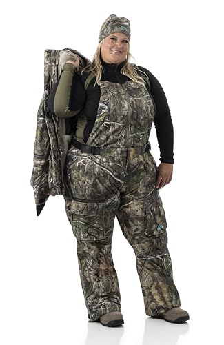 DOING SOMETHING GREAT Kylie 5.0 Camouflage Drop Seat Hunting Bibs for Women, DWR Waterproof, Thin Profile 120g Insulated