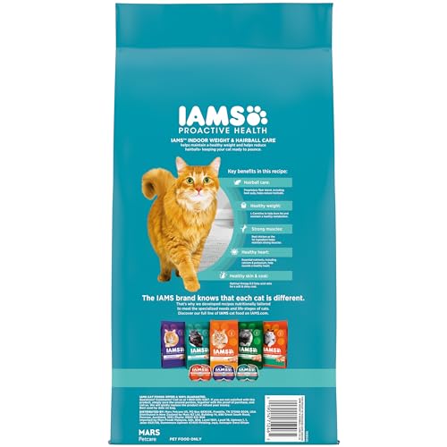 IAMS Proactive Health Indoor Weight Control & Hairball Care Adult Dry Cat Food, Chicken & Turkey Recipe, 22 lb. Bag