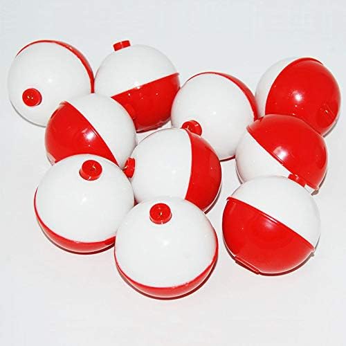 50 Pcs Fishing Bobbers Floats,1 inch Hard ABS Bobber for Fishing Snap-on Round Fishing Floats Red and White Fishing Bobbers Bobs Fishing Party Decorations
