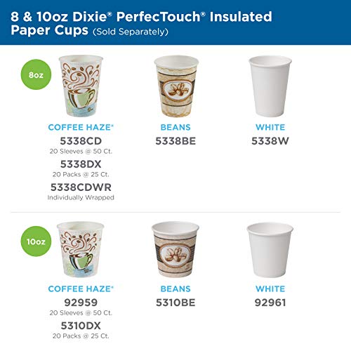 Dixie PerfecTouch 12 oz Paper Coffee Cups By GP PRO, Coffee Haze Design, 500 Count (25 Disposable Cups Per Sleeve, 20 Sleeves Per Case), 5342DX