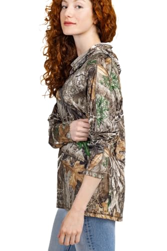 Realtree Women's Camo UV Protection Shirts and Hoodies Long Sleeve for Hunting, Fishing, Running and Hiking