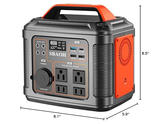 Portable Power Station, 300W 296Wh Solar Generator Quick Charge / 110V AC Outlets/DC Ports and LED Flashlight, Lithium Battery Backup for Home Outdoor Travel Camping Blackout blue