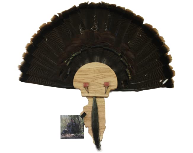 Esh Turkey Fan Mount Kit - Customized State Turkey Tail Mounting Plaque - Natural Oak Wood - Standard