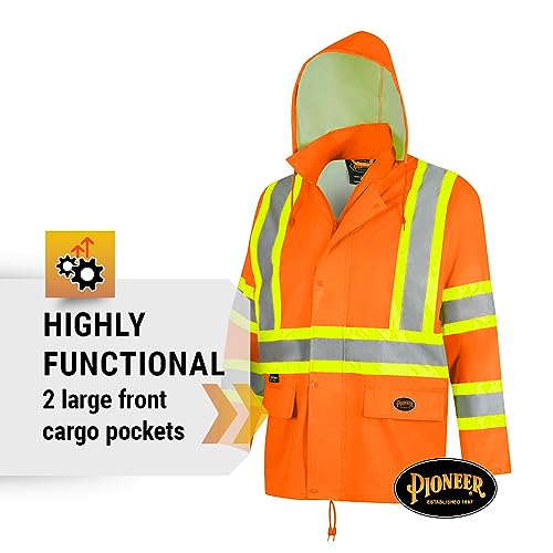 Pioneer Hi Vis Lightweight Waterproof Safety Rain Suit - Reflective Work Rain Gear for Men and Women