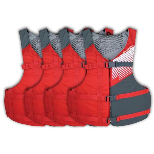 Stohlquist Universal Fit Adult Life Jacket PFD (2 and 4 Pack) Coast Guard Approved for Men and Women 90+ lbs, Lightweight Neoprene and Adjustable, Ideal for Boating, Kayaking & Water Sports