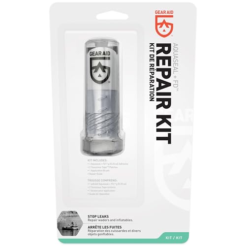 GEAR AID Aquaseal FD Wader and Boot Repair Kit – Waterproof 0.25 oz Adhesive with Two Tenacious Tape Hex Patches (2.5" x 2.8", Black and Clear) for Fixing Holes in Neoprene, Breathable Waders, Boots, and Outdoor Gear
