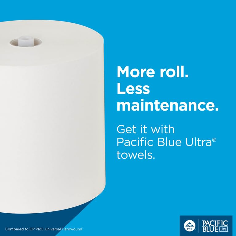 Pacific Blue Ultra 8” High-Capacity Recycled Paper Towel Roll by GP PRO (Georgia-Pacific), White, 26490, 1150 Feet Per Roll, 6 Rolls Per Case