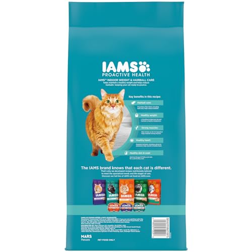 IAMS Proactive Health Indoor Weight Control & Hairball Care Adult Dry Cat Food, Chicken & Turkey Recipe, 22 lb. Bag