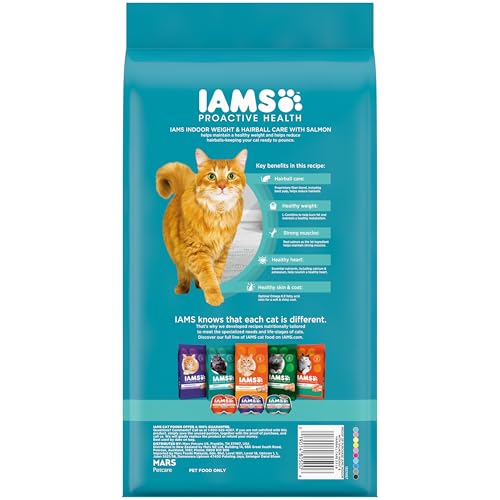 IAMS Proactive Health Indoor Weight Control & Hairball Care Adult Dry Cat Food, Chicken & Turkey Recipe, 22 lb. Bag