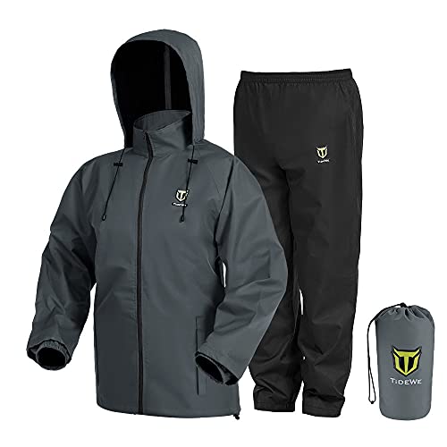 TIDEWE Rain Suit, Waterproof Breathable Lightweight 2 Pieces Rainwear