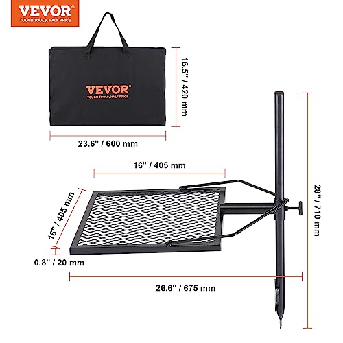 VEVOR Folding Campfire Grill, Heavy Duty Steel Mesh Grate, 22.4" Portable Camping Grates Over Fire Pit, Camp Fire Cooking Equipment with Legs Carrying Bag, Grilling Rack for Outdoor Open Flame Cooking
