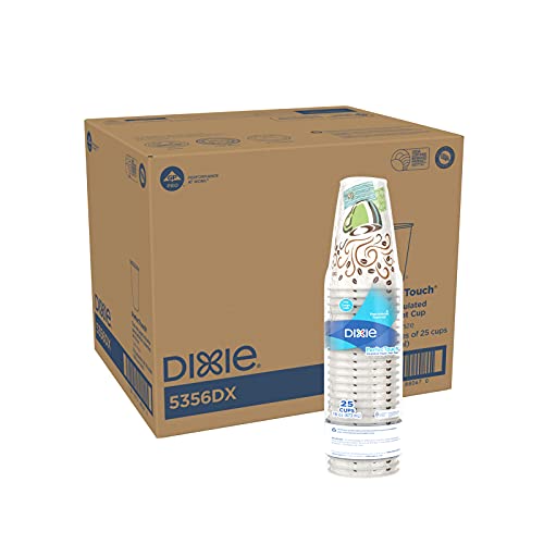 Dixie PerfecTouch 12 oz Paper Coffee Cups By GP PRO, Coffee Haze Design, 500 Count (25 Disposable Cups Per Sleeve, 20 Sleeves Per Case), 5342DX
