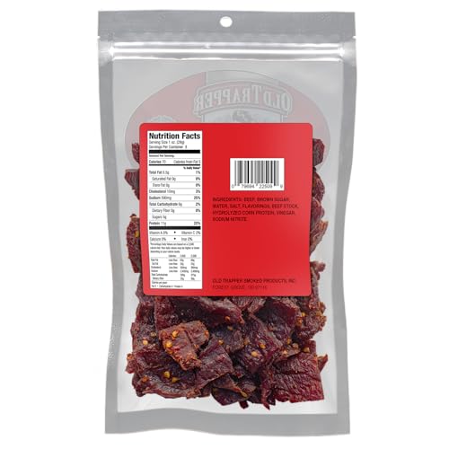 Old Trapper Beef Jerky, Old-Fashioned 10-Ounce Bag, Tender Meat Snacks for Lunches or Between Meals, 11 Grams of Protein, Zero Grams of Fat, and 70 Calories per Ounce (Pack of One)