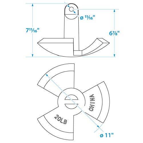 Seachoice River Anchor, Black Vinyl Coated Cast Iron, 20 Lbs.