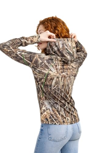 Realtree Women's Camo UV Protection Shirts and Hoodies Long Sleeve for Hunting, Fishing, Running and Hiking