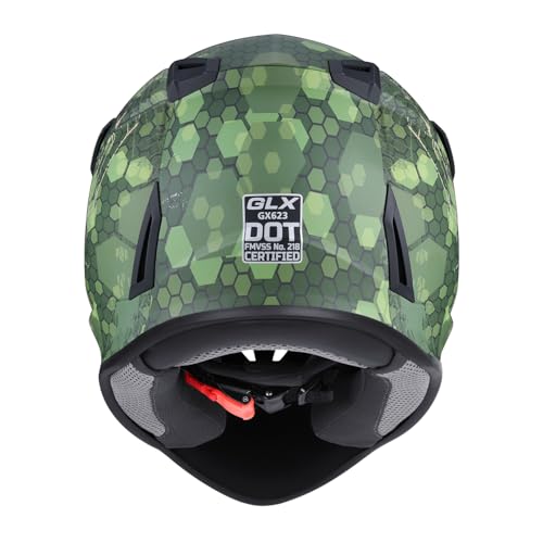 GLX GX623 Youth ATV/Dirt Bike Helmet Combo - Retro Green, Large - DOT