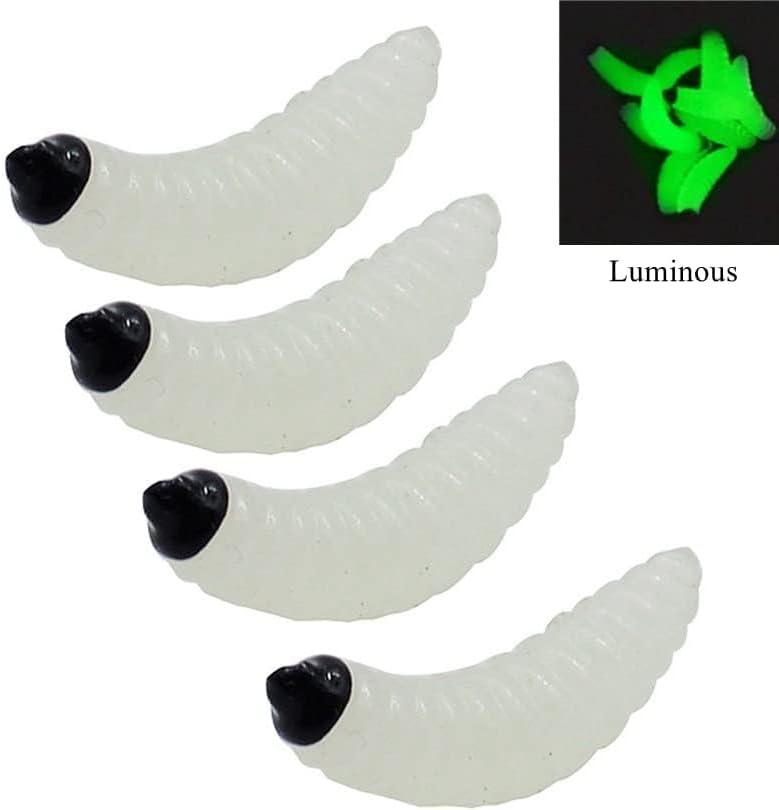 OriGlam 100pcs Soft Silicone Maggot Worm, Soft Artificial Bread Worm Fishing Lure, Biomimetic Earthworm Lures Worm Fishing Lures Simulation Bait Fake Worm