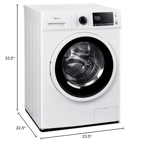 Midea MLH25N7BWW Compact Front-Load Machine, 24" Energy & Space-Saving Washer, Steam Care and Cold Wash Stackable Laundry, for Family Daily use, 2.5 Cu.ft, White
