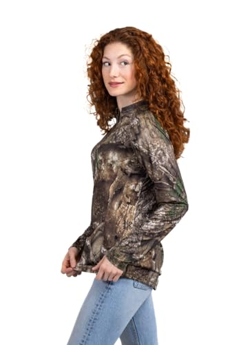 Realtree Women's Camo UV Protection Shirts and Hoodies Long Sleeve for Hunting, Fishing, Running and Hiking