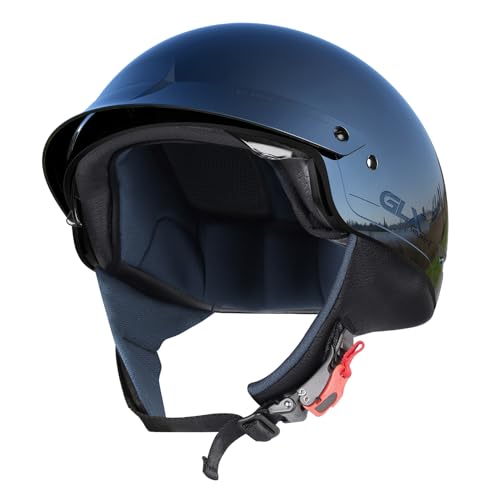 GLX M14 Open Face Motorcycle Helmet - Matte Black, Large - DOT Approved