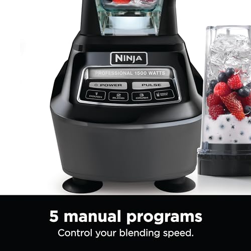 Ninja Blender, Mega Kitchen System, 1500W, 4 Functions for Smoothies, Processing, Dough, Drinks & More, with 72 Blender Pitcher, 64 Processor Bowl, 2 Nutri Cups + Lids, Black, BL770