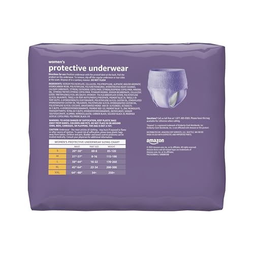 Amazon Basics Postpartum Incontinence Underwear for Women, Maximum Absorbency, Fresh Protection, Leak Protection, Odor Guard, Soft Comfortable Fit, Disposable, X-Large, Lavender, 16 Count
