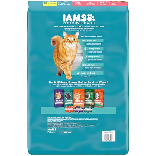 IAMS Proactive Health Indoor Weight Control & Hairball Care Adult Dry Cat Food, Chicken & Turkey Recipe, 22 lb. Bag