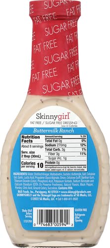 Skinnygirl Fat-Free Salad Dressing, Sugar-Free Buttermilk Ranch, 8 Ounce