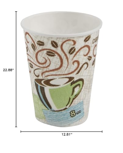 Dixie PerfecTouch 12 oz Paper Coffee Cups By GP PRO, Coffee Haze Design, 500 Count (25 Disposable Cups Per Sleeve, 20 Sleeves Per Case), 5342DX