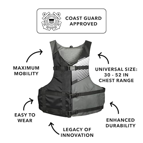 Stohlquist Universal Fit Adult Life Jacket PFD (2 and 4 Pack) Coast Guard Approved for Men and Women 90+ lbs, Lightweight Neoprene and Adjustable, Ideal for Boating, Kayaking & Water Sports