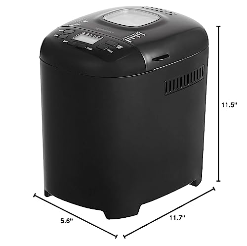 Amazon Basics Programmable Bread Maker, 2 Pound Non-Stick Automatic Bread Making Machine, 14 Settings for Breads, Doughs, Gluten-Free Options and More, LCD Display, White