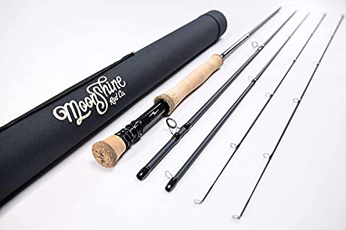 Moonshine Rod Co. Fly Fishing Rod with Carrying Case and Extra Rod Tip Section, Slow-Medium-Fast Action